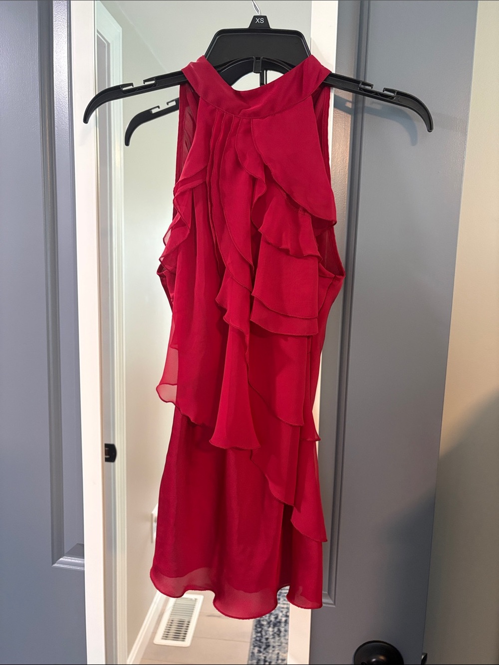 Express Red Ruffle Halter Camisole